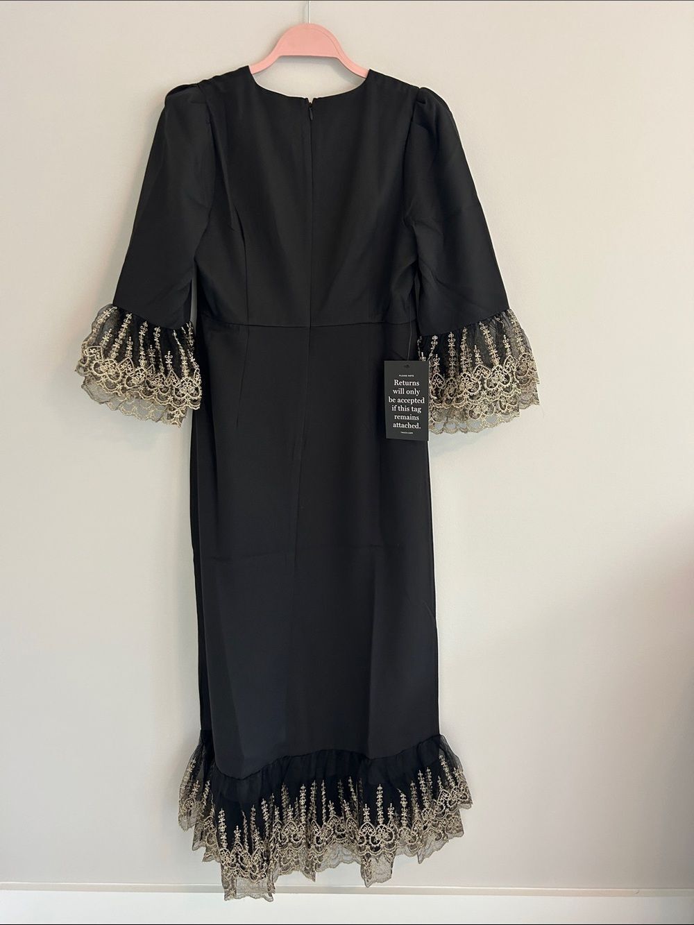 Tuckernuck Pomander Place Lillith Black Gold Embroidered Lace Maxi Dress Size S - Picture 3 of 3